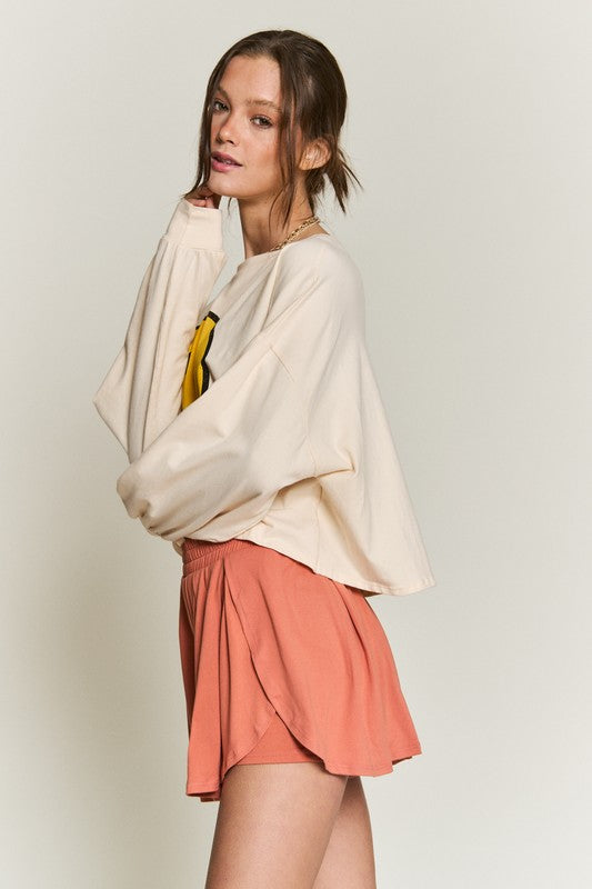 Smiley Face Long Sleeve Crop Top | Available in 4 Colors